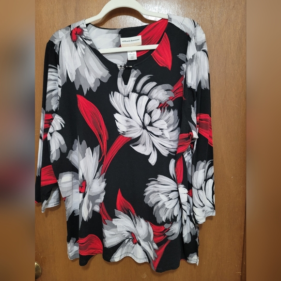 Alfred Dunner Tops - Alfred Dunner Women's Floral Long Sleeve Top - Black, Red, White